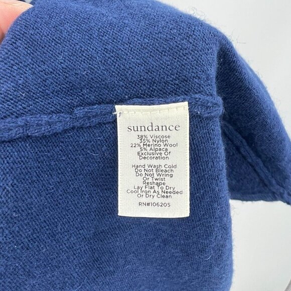 Sundance Unseen Beauty Navy Blue Elbow Patch Merino Wool Duster Cardigan XS - Picture 4 of 5